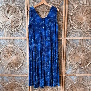 Vintage Dressbarn Floral Blue Sleeveless Dress SZ 18W